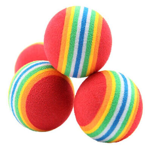 12pcs Pet Dog Puppy Snack Ball Chew Training Toy 3.5CM Rainbow Ball EVA Sponge