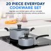 SereneLife 20Pcs Kitchenware Pots & Pans Set-Black Non-Stick Coating Inside-Gray