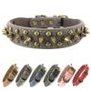 Spiked Studded Dog Collar-Bronze Round Stud Anti-Bite Collar (Grey,L)