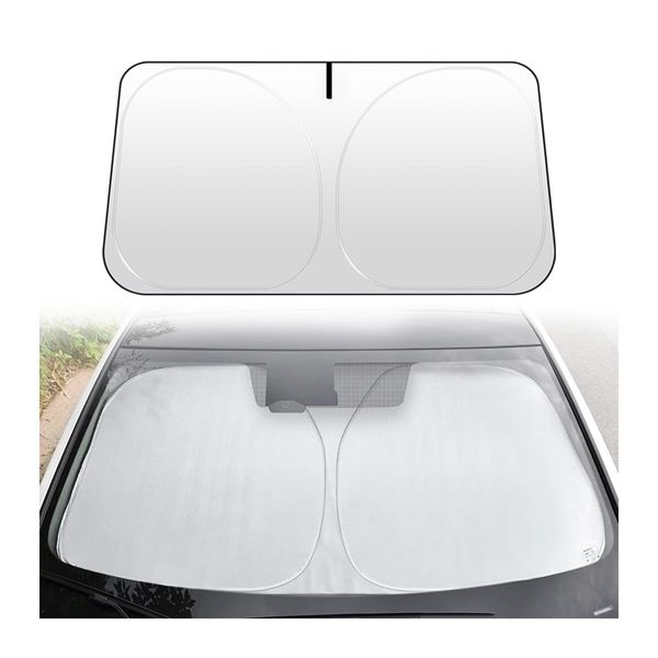 Adunsiaoto Car Windshield Sun Shade Umbrella, Blocks Uv Rays Sun Visor Protector, Folding Car Inner Windshield Sunshade, Thermal Insulation and Uv Windshield Protection, For Suv Truck(145x80cm)