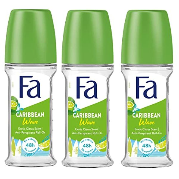 Fa Deodorant 1.7 Ounce Roll-On Caribbean Lemon (50ml) (3 Pack)