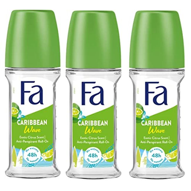 Fa Deodorant 1.7 Ounce Roll-On Caribbean Lemon (50ml) (3 Pack)