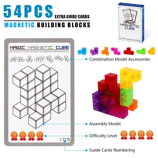  3D Magnetic Building Blocks Magic Magnetic Cubes, Set