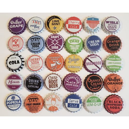 500 Soda Bottle Caps, Random Mix, Vintage Classic Brands Soda Pop Assorted Multiple 1.25'' (31.75mm)