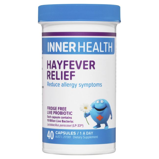 Inner Health Hayfever Relief 40 Capsules Allergies Fridge Free Probiotic