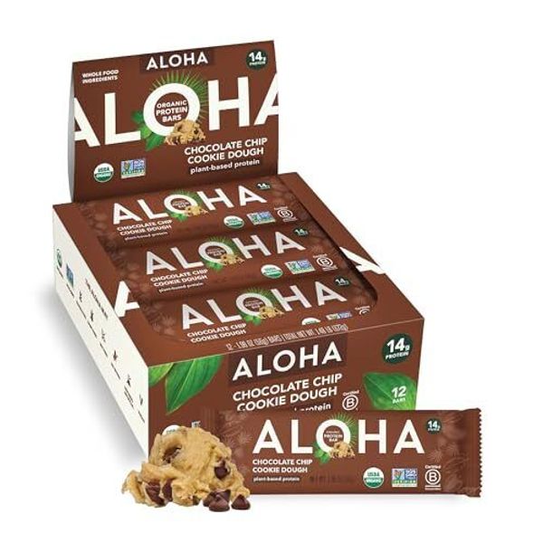 ALOHA Organic Plant Based Protein Bars - Chocolate Chip Cookie Dough - 12 Cou...