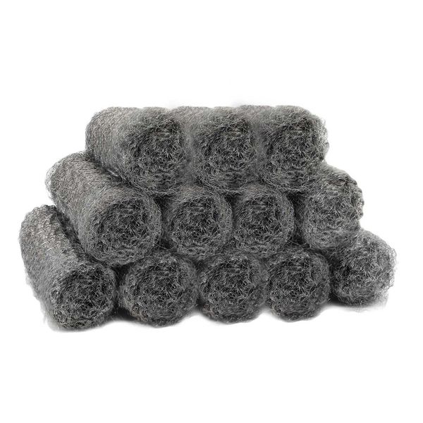 Desenda 12pcs Steel Wire Wool Rolls Steel Wool Mice Closing Small Holes Fine Wire Wool Rats Roll for Metal Fine Steel Wool Rodent Control for Cleaning, French Polishing, Home and Kitchen