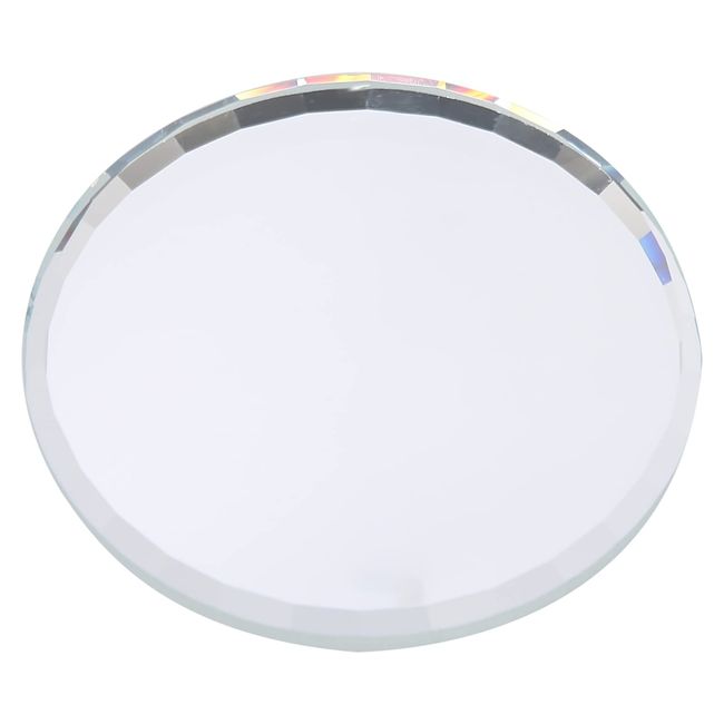 Nail Art Palette, Mirror Round Mixed Color Glass Fake Manicure Makeup Display Plate, 2.8 Inch Small Empty Manicure Holder Board Display Tool for Women Girl Photo Props (White)