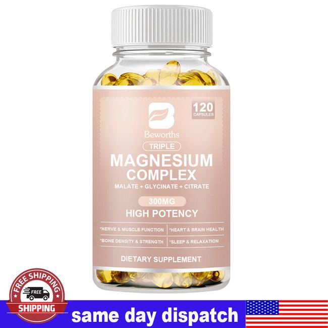 Triple Magnesium Complex 300Mg - Improves Sleep, Energy and Immune Support 120PC