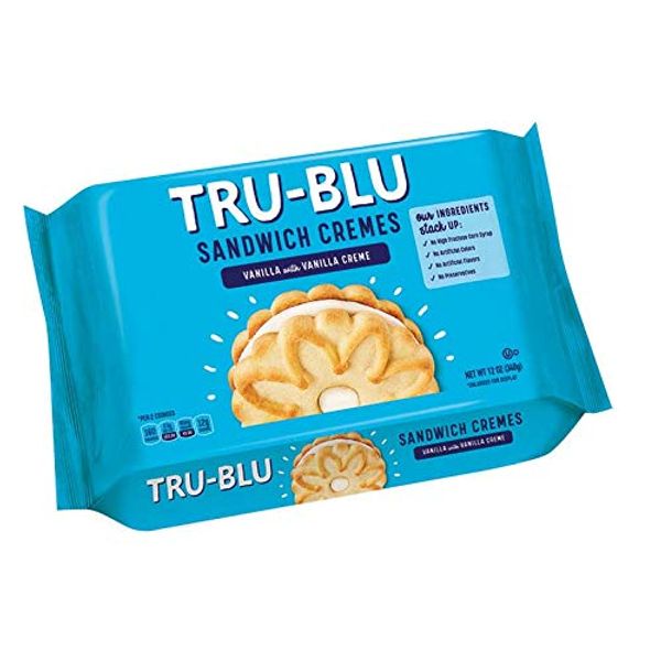 Tru-Blu Vanilla Cookies with Vanilla Creme | No artificial ingredients | No High Fructose Corn Syrup | Made in the USA | 12 Ounce (Pack of 3)