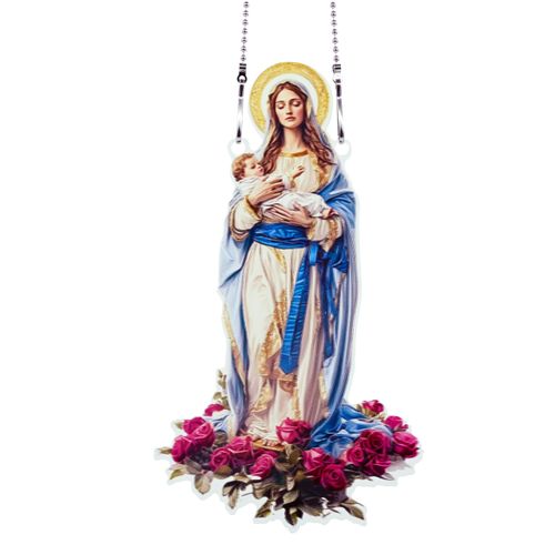 Virgin Mary and Baby Jesus Ornaments Colorful Window Hanging Decorations Home Wall Decor for Bedroom Patio Indoor Outdoor