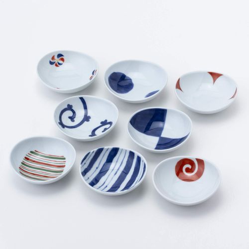 西海陶器 Bluer Round Dyed Japanese Woodblock Prints Stamped Changes Suehiro delicacy for 5pc 13307
