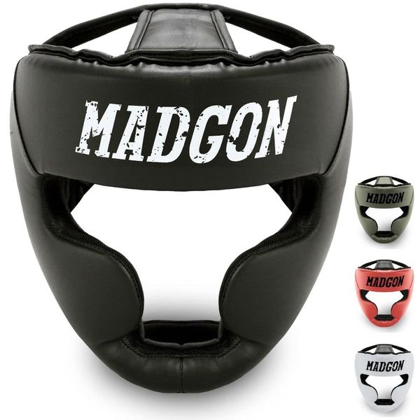 MADGON Boxing Headguard with Incredible Impact Absorption - Full Face Head Guard - Perfect Vision and Minimum Sweating – Martial Arts Headgear, for MMA, Boxing, Kick Boxing, Sparring - Bag Included