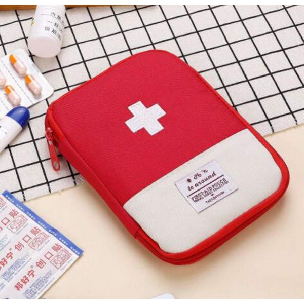 SZB Mini First Aid Kit, Portable First Aid Kit, Mini First Aid Bag, Medicine Storage, Travel Pouch, Small, Lightweight, Waterproof, Home, Travel, Outing, Traveling (Red, M)