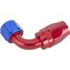 Full Flow Swivel Hose End Fitting, 90 Degree, Red/Blue -12 AN