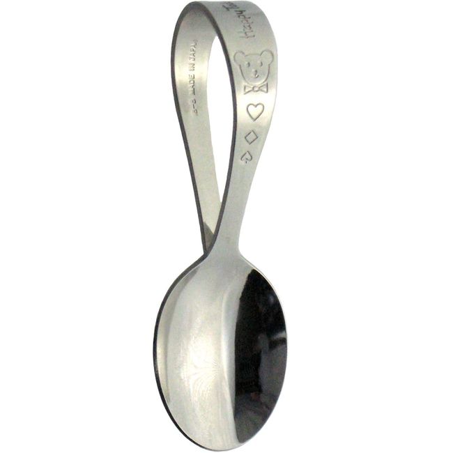 Nagao Tsubamesanjo Happy Bear Baby Spoon, 3.5 inches (9 cm), 18-8 Stainless Steel, Made in Japan