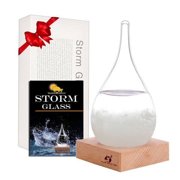 FUNOHYE Storm Glass Weather Station - Cloud Storm Crystal Weather Forecast Bottle |Water Drops for Home and Office | Creative Stylish Decorative Desktop Weather Predictor | Weather Instrument(Small)