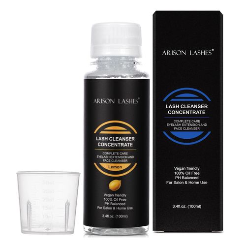 ARISON LASHES Eyelash Cleanser Concentrate 100ml Lash Extensions Shampoo Natural Foaming Cleanser DIY Non-lrritating 20 Bottles 60ml lash Shampoo（Lemon）