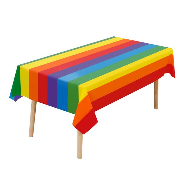 JHDZDHY 4 Packs Rainbow Tablecloth 54x108 Inch Rectangular Tablecloth Carnival Pride Disposable Plastic Tablecloth for 6ft to 8ft Long Table Rainbow Birthday Party Supplies for Carnival Pride Party