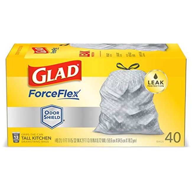 Glad Tall Kitchen Quick-Tie ForceFlex Unscented White Trash Bag