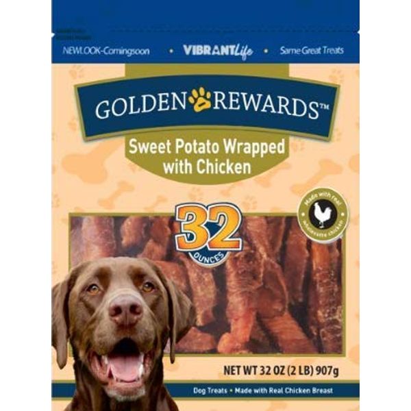 PACK OF 3 - Golden Rewards Sweet Potato Wrapped with Chicken Dried Dog Treats, 32 Oz