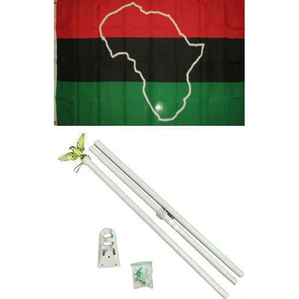 3x5 African Africa Map Flag White Pole Kit Set 3'x5'