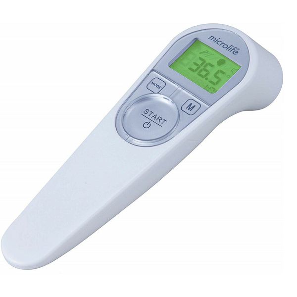 Great value 2-pack set. Certified in Japan. Microlife non-contact thermometer NC200. 1-second temperature measurement. Backlight included. Distance sensor included. Storage case included. Managed medical device.