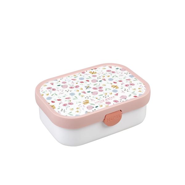 Mepal Brotdose Kinder Little Dutch – Bento Box Kinder - Brotdose Kinder mit Fächern & Gabel - Meal Prep Box mit Clip-Verschluss - BPA-frei & Spülmaschinenfest - 750 ml - Flowers and Butterflies