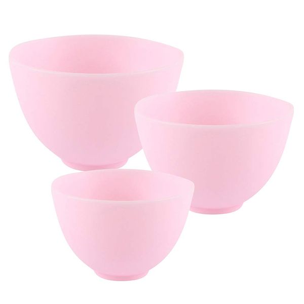 Healifty Skincare Spatula 3Pcs Diy Face Mixing Bowl Facial Mud Bowl Silicone Facemask Bowl Cosmetic Beauty Tool for Home Salon Spa Face Skin Applicator Bowl (Pink)