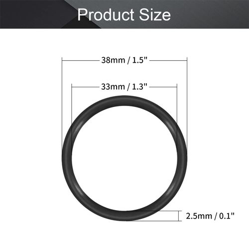 Othmro 10pcs Nitrile Rubber O-Rings, 38mm OD 33mm ID 2.5mm Width, Rubber Washers Metric Buna-N Sealing Gasket Rings, Auto Quick Repair