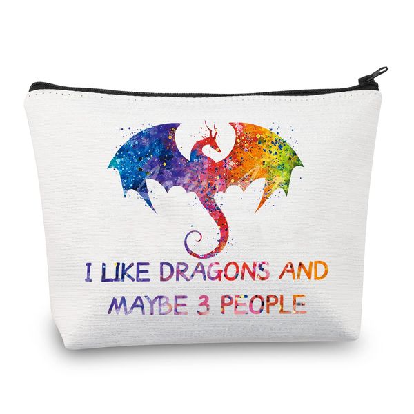 PLITI Drachen-Make-up-Tasche Drachen-Geschenke für Mädchen Drachenliebhaber Geschenk I Like Dragons and Maybe Like 3 People Dragon Zipper Pouch, I Like Dragonsu, Modisch