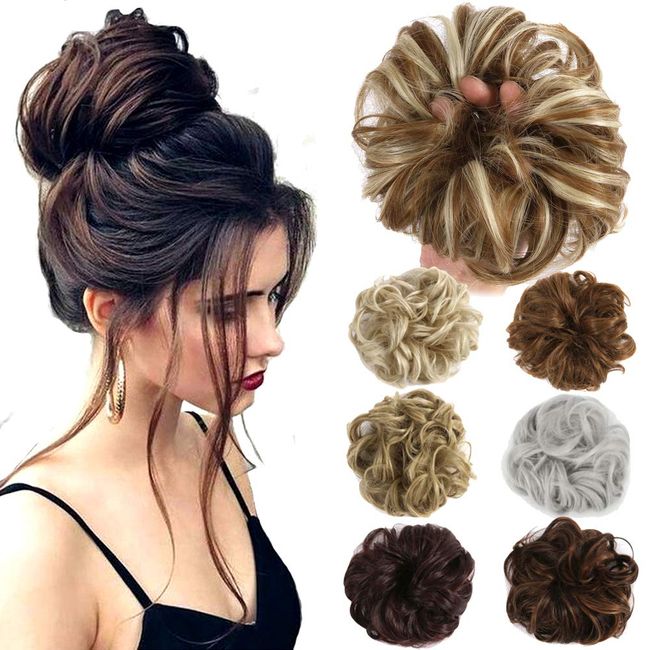 Lelinta Hair Bun Extensions Wavy Curly Messy Donut Chignons Hair Piece Wig Hairpiece (onesize, Dark blond&Ginger)