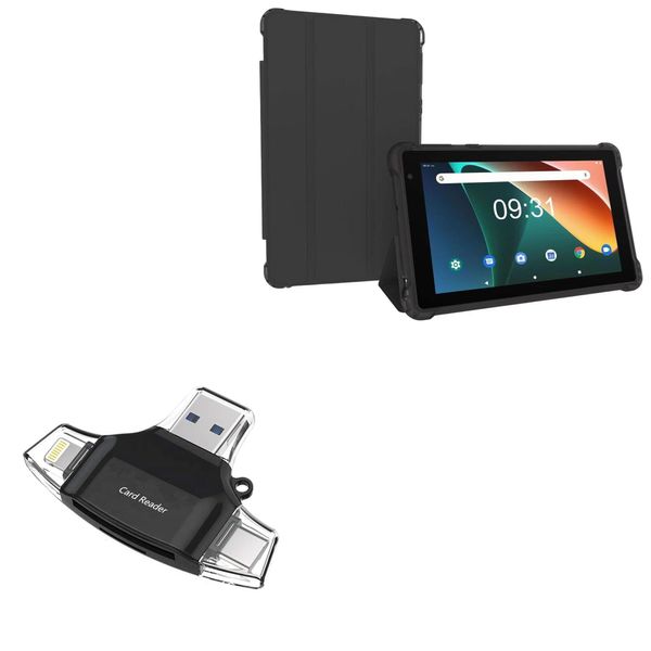 BoxWave Smart Gadget Compatible with NOVOJOY Q2 Android 11 Tablet (7 in) - AllReader SD Card Reader, microSD Card Reader SD Compact USB - Jet Black