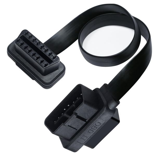DCHAV OBD2 ODB II Cable Extension Cable Flat Ultra Thin 16 Pin 16 Core Female to Male Female Interface Design (1m)