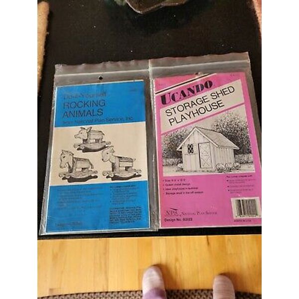 Set of Two Blueprints: Storage Shed Playhouse & Rocking Animals