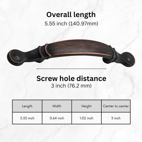 HESTIA HARDWARE 5 Pack | Bronze Brushed Cabinet Pull Oil Rubbed Bronze Arched Cabinet Handles 3 Inch Hole Center Kitchen Drawer Pull Bedroom Dresser Cabinet Handles (Z10.5.O)