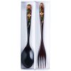 Aizu Lacquerware Tamari Spoon and Fork Set, Aizu-e (lacquer, hand-painted)