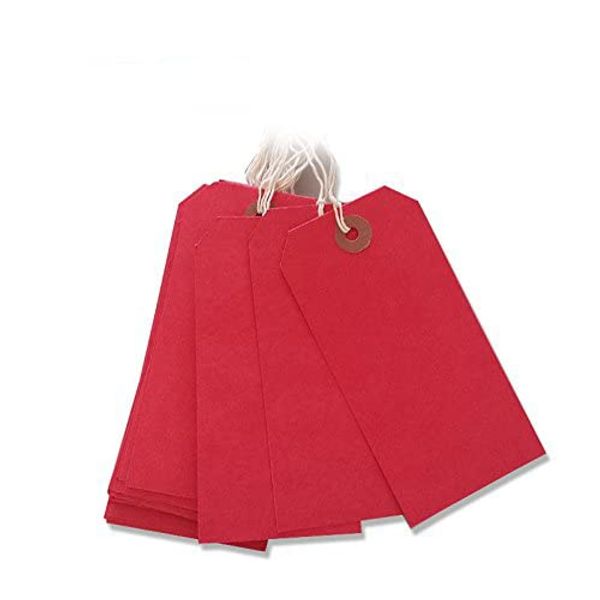 500 Pack - 120 x 60mm Red Coloured Strung Tags