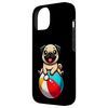 Hülle für iPhone 14 Cute Dog Pug Beach Ball
