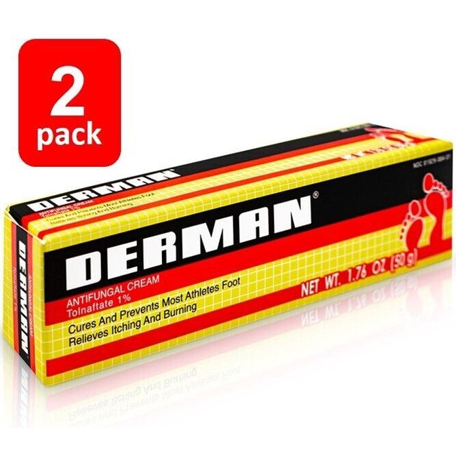 2 ✅ DERMAN ANTIFUNGAL CREAM 1.76oz - TREATMENT OF THE ATHLETE'S FOOT ✅👣