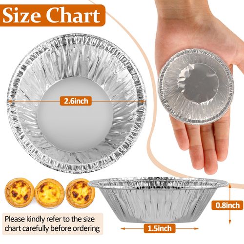 Jyongmer 200 Pieces 2.6 Inch Round Pie Tart Small Tin Foil Pans Disposable Aluminum Mini Pie Pans for Baking, Cooking Supplies