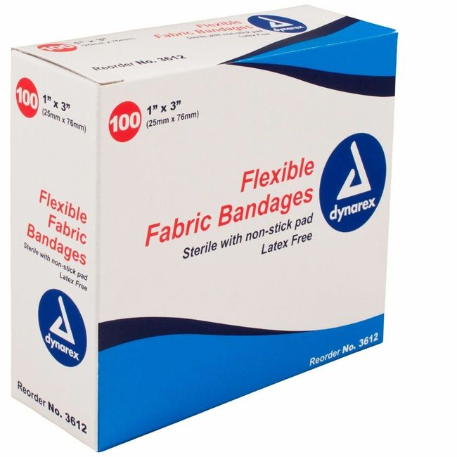 Flexible Fabric Bandage, 3612, 1" x 3" 100 pcs Dynarex (1 Box)