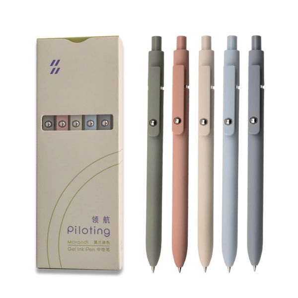 Gel Pens, 0.5mm Japanese Black Ink Fine Point Smooth Writing Pens, High-End Series Retractable Pens for Journaling Note Taking, Cute Office School Supplies Gifts for Women (5 Pcs Morandi)