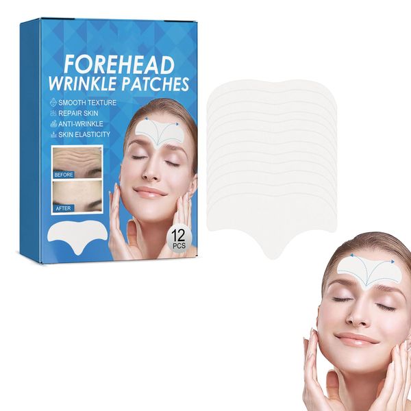 Anti Falten Stirn Pad,Forehead Wrinkle Patches,Anti Aging Gesichts Anti-Falten-Patches,Facial Patches,Antifaltenpflaster,Anti Falten Anti Stirnfaltenhaut Feuchtigkeitsspendende Reparatur,12 Stück