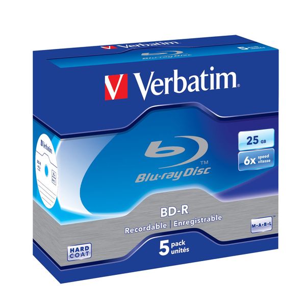 Verbatim BD-R 25 GB 6X Jewel Blu-Ray Laser Disc (Pack of 5)