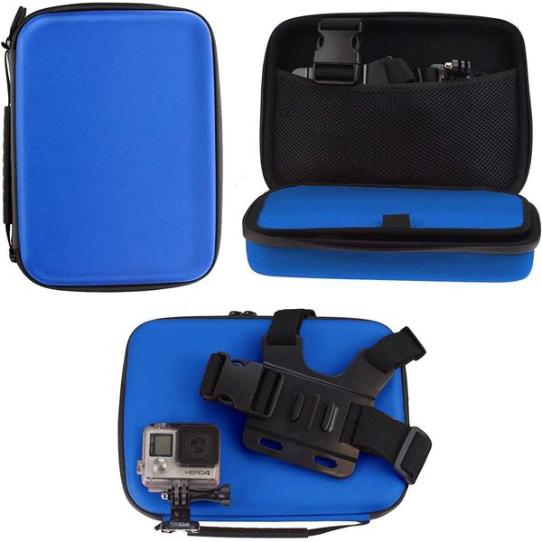 Navitech Blue Action Camera Hard Case - Compatible With WOLFANG GA420 Dual Screen Action Camera