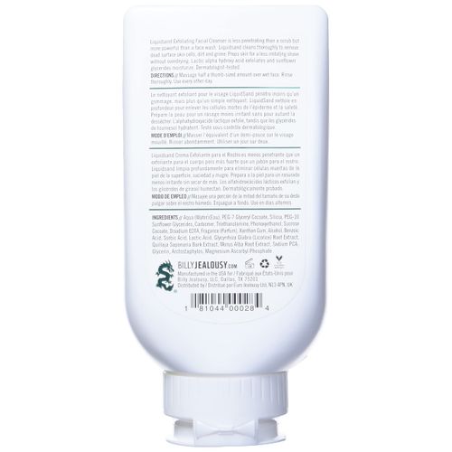 Billy Jealousy LiquidSand Exfoliating Face Cleanser for All Skin Types, Mens Face Wash for Daily Exfoliation of Dead Skin Cells & Grime, Cleans, Softens & Nourishes Skin, 33.8 Fl Oz
