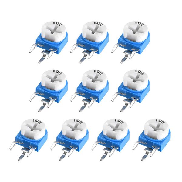 sourcing map Trimmer Potentiometer 1K Ohm Adjustment Horizontal Variable Resistors 10Pcs
