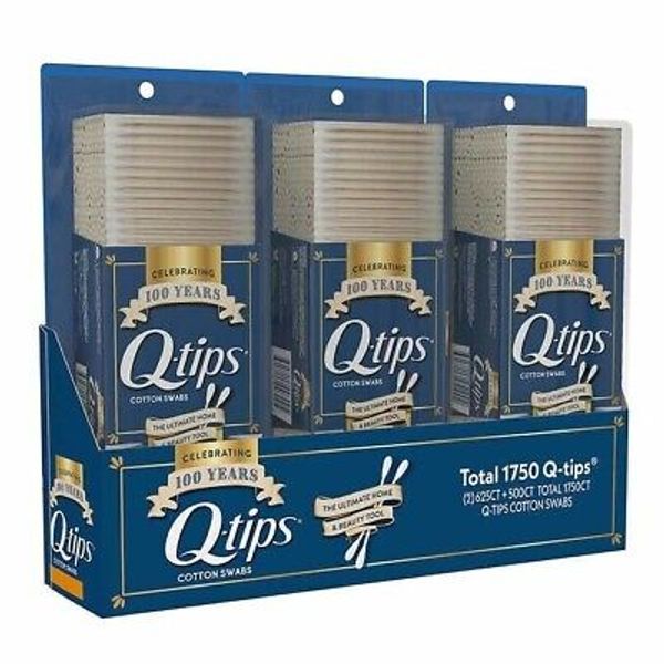 Q-Tips Cotton Swabs 3-pack, Total 1750-count Earwax Curette Remover Cleaning