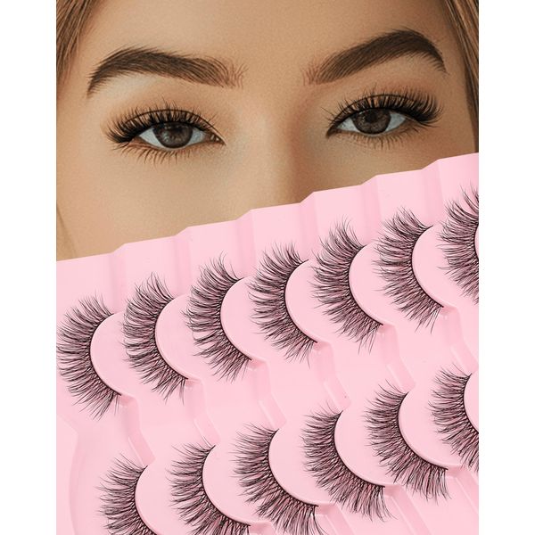 Natural Lashes Short False Lashes Wispy Fake Lashes Small Volume Mink Lashes Fluffy 15mm Eyelashes C Curl Eye Lashes Pack 81-Bestie